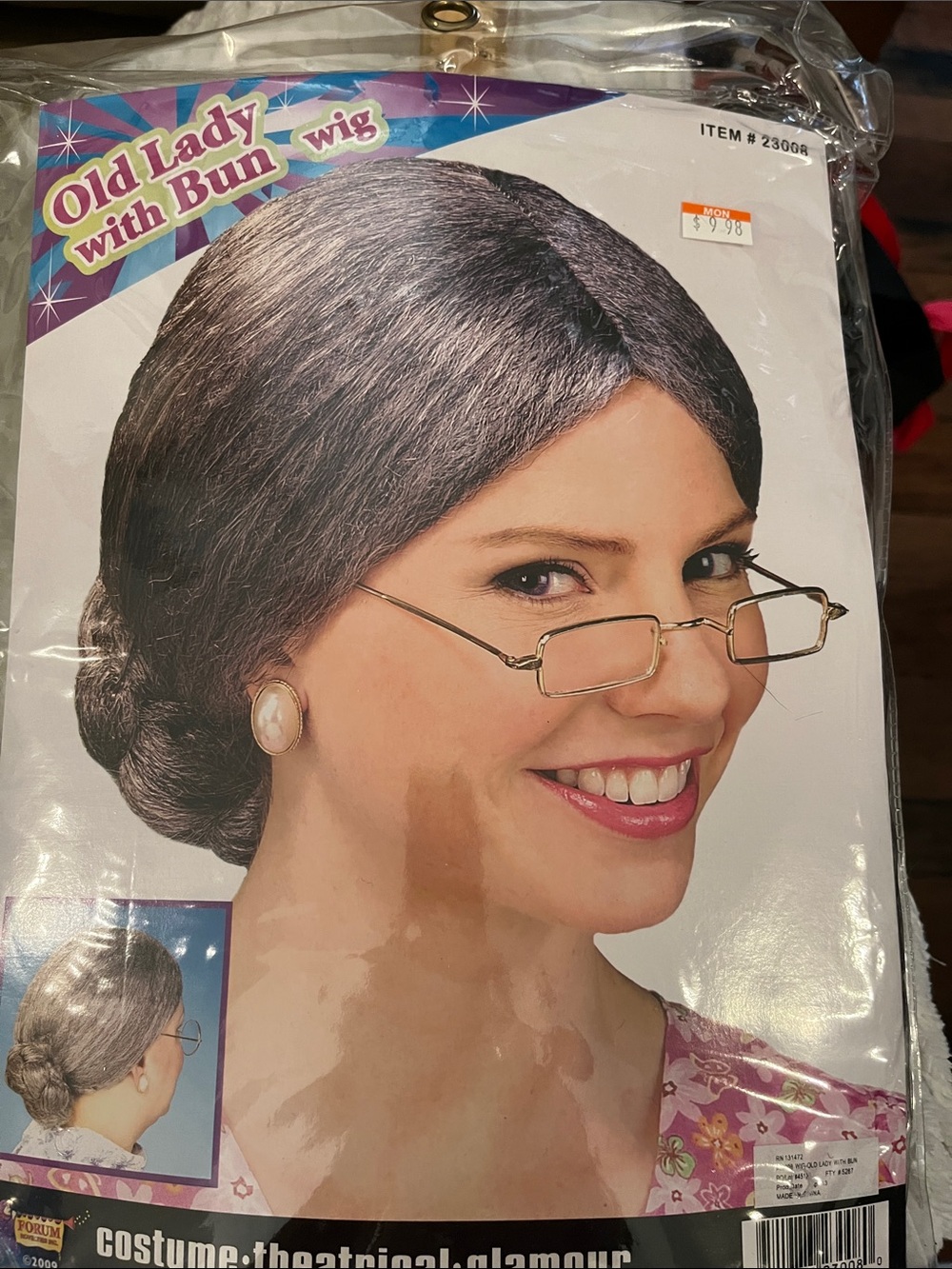 Old Lady With Bun Wig - Gray Costume Hairpiece